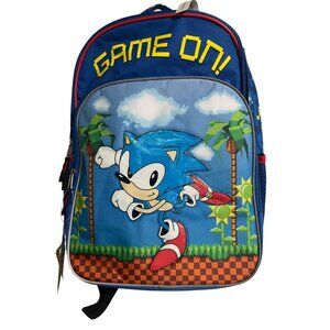 Sonic The Hedgehog Game On Blue Kids Backpack With Padded Straps Back To School